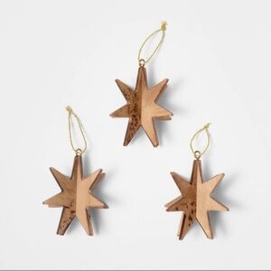 New! Studio McGee Set of 3 Burl Wood Star Christmas Ornaments, Holiday 2025